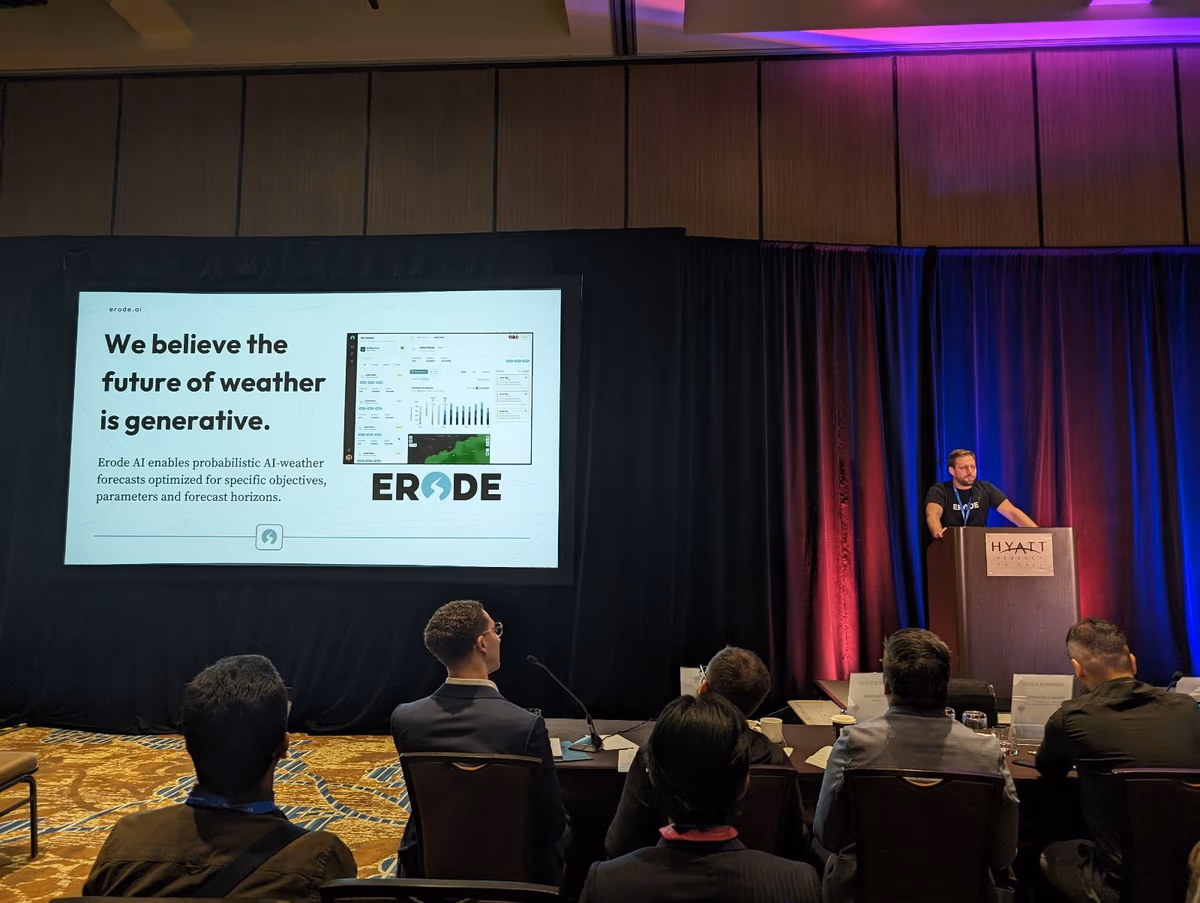 Erode AI pitching to the panel of judges in the Plug and Play Challenge.